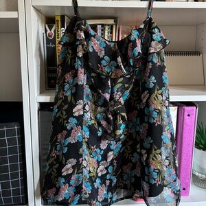 Black and blue floral print top